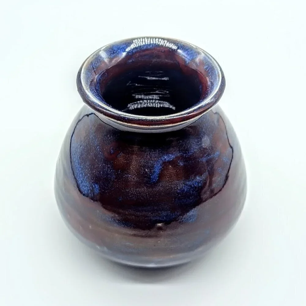 Artisan Signed Maloney Drip Glazed Studio Pottery Vase